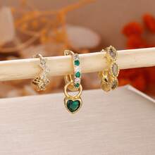 3PCS Fashion 18K Gold Plated Earrings Set With Heart And Wave Design, Hypoallergenic Exquisite Cartilage Huggie Hoop Earring Everyday Earring Stack For Sensitive Ears - 3pcs Earrings Set - View 8