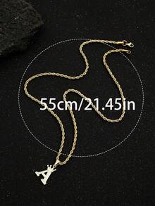 1 pieza Colgante con inicial y corona de moda para hombre de 18K oro, collar con cadena retorcida de acero inoxidable a prueba de agua y sin decoloración, adecuado para uso diario, fiestas, regalo del Día de la Madre - Dorado - Ver 6