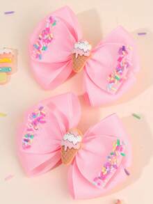 2 件幼儿女童蝴蝶结发夹，迷你粉红玫瑰花和人造珍珠装饰发饰蝴蝶结，双层丝带发夹，鳄鱼夹，儿童青少年发饰，适合日常生活、节日（黄色/蓝色/粉色） - 彩色 - 查看 13