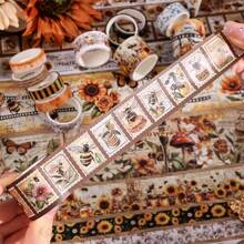 20 Rolls Washi Tape Set, Vintage Washi Tape, Yellow Black Decorative Tapes, Planner Accessories Bee Flowers Butterfly Botanical School Supplies Perfect For Scrapbooking Supplies, Junk Journal, Bullet Journaling, Art Crafts