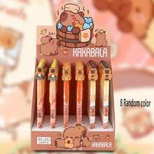 8/6/4/2支装新款水豚可擦中性笔，卡通水豚易擦蓝色伸缩笔，超酷礼品笔，学生文具，考试笔，记号笔，学校和办公用品，奖品，开学必备 - 彩色 - 查看 5