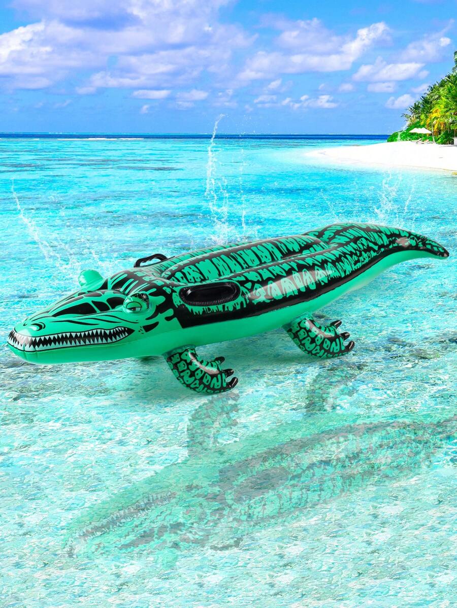 1 Stück aufblasbarer Krokodil-förmiger Sitz/Schwimmhilfe für Pool, Strand, Strandutensilien, Strandaccessoires