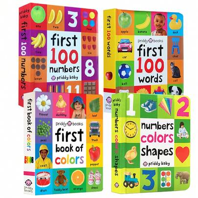 Lachilly First 100 Words/数字/颜色/爱/动物/卡车/自然和恐龙英语词汇书，儿童启蒙英语学习书，适合家庭和学校课堂的英语教材