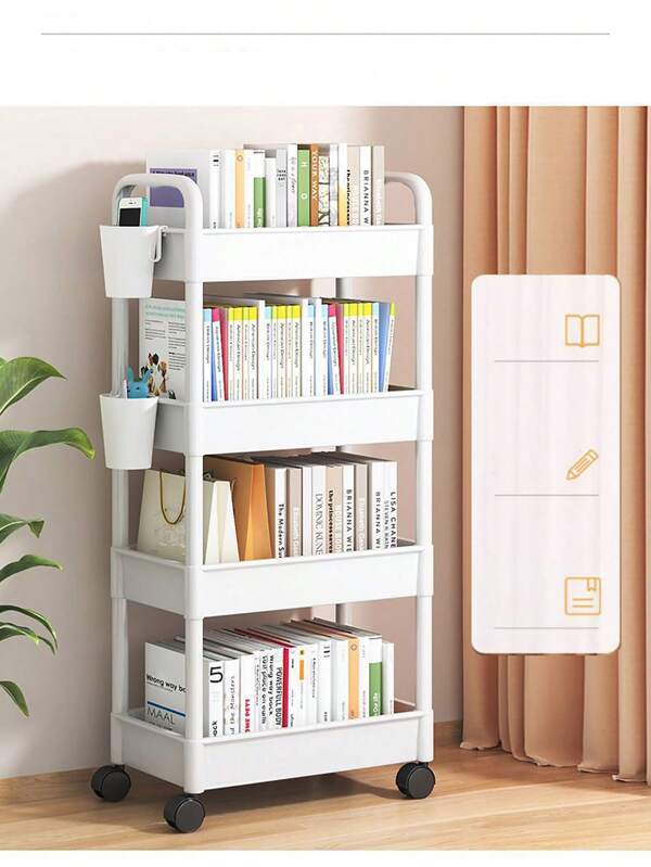 1 Stück 2/3/4-stöckiges Rollregal, Haushalt Kunststoff Aufbewahrungsregal, Baby Snack Spielzeug Aufbewahrungsregal, Mehrschichtiges Bücherregal, Studentenschreibtisch bewegliches Regal, Haushalt Mehrschicht Aufbewahrungsregal, Dorm Gepäckaufbewahrungsregal, einfach zu montieren, bewegliche Räder, einsetzbar als multifunktionale Aufbewahrungsschränke für Reifen, Küchengemüse, Badezimmerkleidung, Studienbücher, Wohnzimmersnaacks