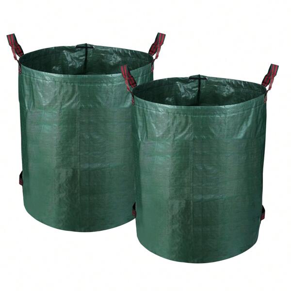 Cecaylie 2X Gartensack Laubsack Gartenabfallsack XXL Garten Tasche Rasensack mit Griffen 272L - Grün