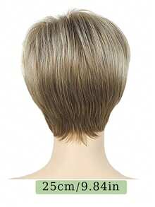 Peruca Pixie Curta Loira Elegante com Franja - Peruca Sintética Realista Resistente ao Calor para Mulheres Brancas, Uso Diário, Touca Rosa, Penteado Liso, Acessório de Cabelo Estiloso | Corte de Cabelo Elegante | Fibra Resistente ao Calor, Peruca de Cabelo Curto