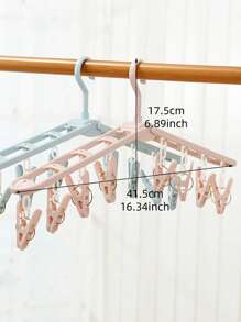 1pc Collapsible Hanging Clothes Drying Rack With Clothespins, Multi-Functional, Suitable For Travel & Back To School, Foldable For Storage