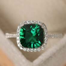 1 pieza Nuevo accesorio de joyería de moda, anillos de circonita cuadrados en azul marino, verde, rojo y azul claro, adecuados para uso diario, fiestas, festivales y regalos para mujeres