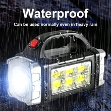 4/8 LED Portable Flashlight, USB And Solar Rechargeable, High Intensity, Long Battery Life, Multiple Lighting Modes, With COB Work Light, Suitable For Home, Outdoor, Camping, Fishing And Other Scenarios