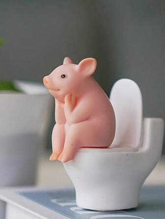 1 pieza Decoración creativa para el inodoro, figura decorativa de cerdo/rana linda, modelo de animal realista, diseño de dibujos animados, regalo perfecto para amigos, cumpleaños