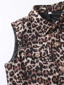 Women's Single-Breasted Collar Casual Leopard Print Top - Multicolor - View 4