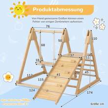 Creahappy Kinderrutschen und Schaukeln - Kinderspielzeug aus Holz - aus massivem Kiefernholz und Sperrholz - 3 in 1 Kinderspielzeug - mit Klettergerüsten - Schaukeln - Rutschen - Kombinationsspielzeug für drinnen