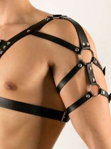 Men's Fashion PU Leather Body Harness, Gothic Men's Chest Harness Straps Valentine's Day Gift , Daily Wear Couple Evening Date Wear Clothing Accessories, Men's PU Leather Body Chest Harness, Punk Black Daily, Party Wear, Sexy Lingerie Accessories,Man Sexy Bondage Harness,Men's Gladiator Shoulder Armor Viking Costume Valentine's Day Gifts