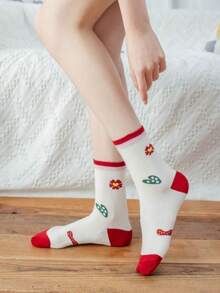 1 Pair Flower Shaped Fashion Socks For Women, Cute & Sweet, Comfortable, Suitable For Summer