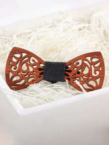 1 时尚创意木质镂空男士领带 - 适合日常佩戴和婚礼使用男士领带