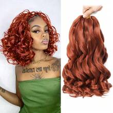 Ginger French Curl Braiding Hair 12 Inch 1 Pack Curly Braiding Hair Curly End Braids Crochet Hair Extensions 50g/Pack Pre Stretched Braiding Hair Bouncy Loose Wavy Synthetic Hair For Halloween - Multicolor - View 11