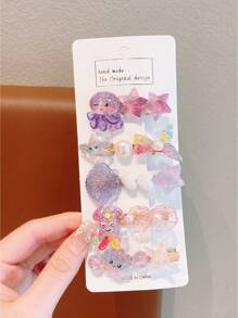 Set de 5 piezas: Cola de sirena, pasadores de estrella de mar, accesorios para el cabello, pasadores de estilo princesa del océano para niñas