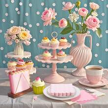 100 Pcs Pink Gingham Napkins, 5 X 5 Inches Scalloped Napkins, Disposable Cocktail Napkins For Wedding Birthday Party Shower Picnic - Multicolor - View 6