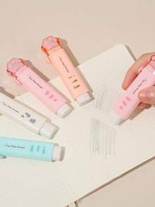 1个推拉式猫爪橡皮擦，卡通猫形铅笔橡皮擦，用于修正和清洁笔迹，学生礼物奖励，学习用品 - 白色 - 查看 4