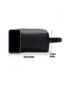 Clutch Bag HandBag Wristlet Bag Square Bag Toiletry Bag Large Capacity Oversized Portable Lightweight For Business For Commute Travel Essentials PU Leather Minimalist Casual Solid Color Men Gifts - Black - View 5