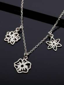 Personalized Multi-Flower Birthday Necklace, Family Birthday Bouquet Necklace, Custom 1-4 Flower Pendant Necklace, Mother's Day Necklace, Personalized Gift, Birthday Gift, Romantic Wedding Accessory Gift, Bridesmaid Gift - Silver 2 - View 4