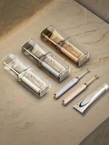 Travel Toothbrush Cup, Portable Toothbrush Storage Box, Travel Toothbrush Case, Transparent Toothpaste Box, Bathroom Rinse Cup, Business Travel, Unisex, Outdoor, Student Back To School, Travel Essentials, Vacation, Summer Holiday - Multicolor - View 2