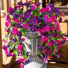 2 uds. De flores artificiales colgantes de gloria de la mañana, flores falsas para exteriores, hogar, jardín, plantas de Petunias colgantes de pared, decoración de boda - Blanco-2 piezas - Ver 5