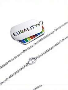 MONALLY 骄傲月嘻哈风格彩虹 LGBTQ+ 平等字母吊坠项链，不锈钢夏季饰品礼物 - 彩色 - 查看 7