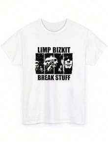 Camiseta estilo lápiz vintage de Limp Bizkit, camiseta unisex blanca de música hip-hop vintage de todas las tallas - Camisa casual, camiseta unisex, tela suave, transpirable, cómoda, de manga corta, estilo retro y holgado unisex, camisetas estampadas de verano - Blanco - Ver 1