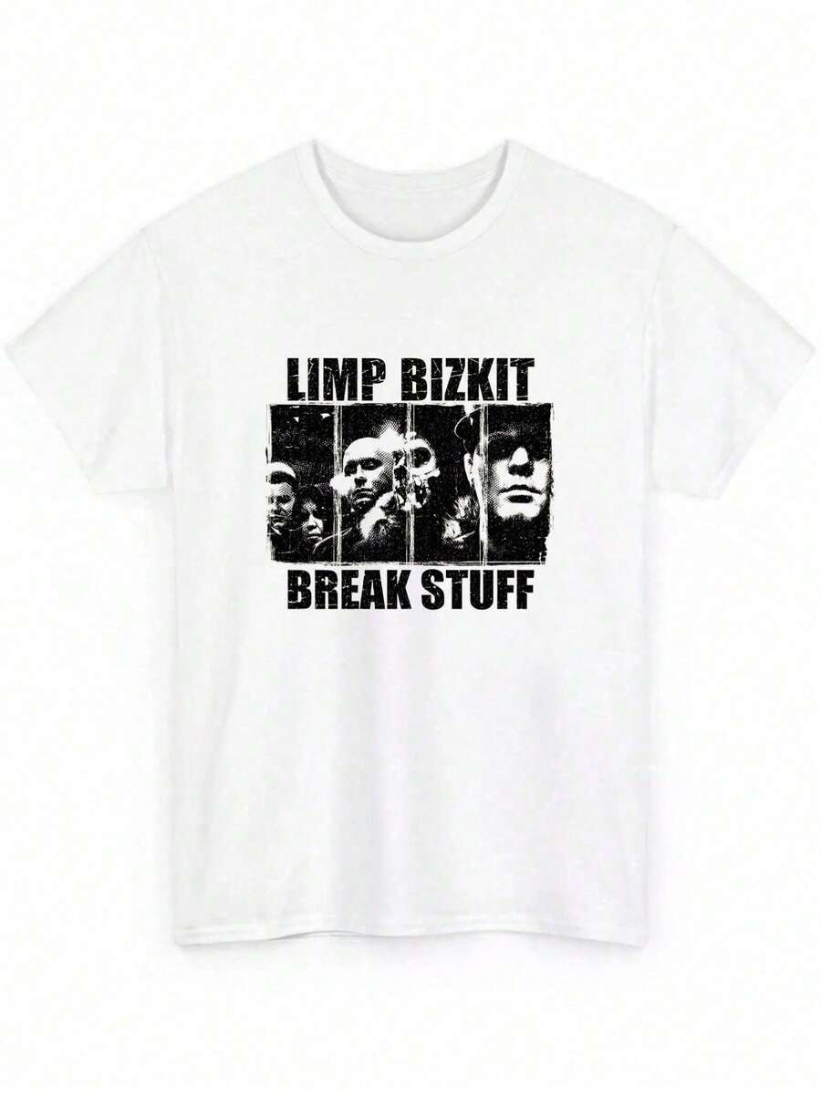 Camiseta estilo lápiz vintage de Limp Bizkit, camiseta unisex blanca de música hip-hop vintage de todas las tallas - Camisa casual, camiseta unisex, tela suave, transpirable, cómoda, de manga corta, estilo retro y holgado unisex, camisetas estampadas de verano - Blanco - Ver 1