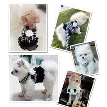 Plaid Pet Chest Harness, Houndstooth Puppy Lead Vest For Dog/Cat, Suitable For Teddy/Poodle, Detachable Flower Decoration (Slight Imperfections Or Minor Stains On The Flower Decor May Occur Due To The Complex Manufacturing Process, But Do Not Affect The Overall Appearance Or Usability) - Multicolor - View 11