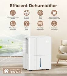 Havato 1500 Sq.Ft Dehumidifier, 22 Pints Dehumidifier For Basement With 1.2 Gal Water Tank, Small Dehumidifier For Home, Bedroom, Closet With Auto Shut Off, Sleep Mode,24H Timer, White - US A Type Plug(110-127V) - View 4