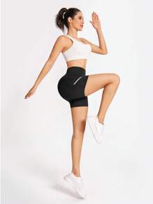 Women's Running Shorts With Side Pockets, Sports Tight Shorts, Yoga Pants For Gym