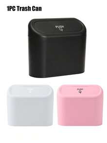 1个/2个装车载翻盖垃圾桶，迷你垃圾桶，带盖小垃圾桶，桌面垃圾桶，塑料桌面废纸篓，翻盖设计防止异味泄漏，用于存放果皮和纸屑等桌面垃圾，保持桌面整洁，易于安装的门挂式收纳盒