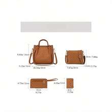 4pcs Retro Shoulder Handbag Four-Piece Set Mother-And-Child Bag Women's Printed Messenger Bag Tote Purse Bag - 黑色 - 查看 2