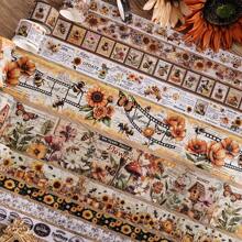 20 Rolls Washi Tape Set, Vintage Washi Tape, Yellow Black Decorative Tapes, Planner Accessories Bee Flowers Butterfly Botanical School Supplies Perfect For Scrapbooking Supplies, Junk Journal, Bullet Journaling, Art Crafts