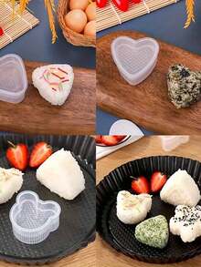 Heart & Clover Shaped Rice Ball Mold, Plastic, Home Style DIY Seaweed Sushi Rice Ball, Bento Lunch Box Kitchen Accessories - Multicolor - View 5