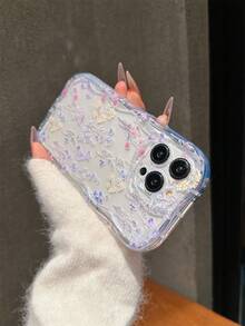 Funda para phone con estampado floral veraniego, transparente, ondulada y resistente a caídas. Compatible con phone 16, 15, 14, 13, 12, 11 Pro Max y XS (1 unidad). - Multicolor 4 - Ver 8