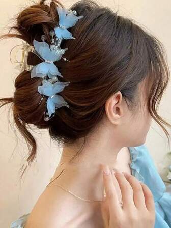 1 件全新多层网状蝴蝶结发夹，优雅女士发饰，适合服装、派对、夏季发夹发爪夹发夹