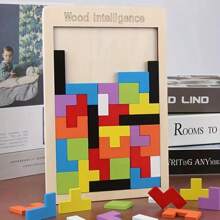 Wooden Blocks Puzzle Brain Teasers Toy Tangram Jigsaw Intelligence Colorful 3D Russian Blocks Montessori Educational