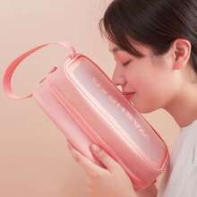 3pcs Waterproof Toiletry Bag Set - Large Capacity, Transparent PVC & PU Travel Organizer For Makeup And Swim Gear With Zip Closure Summer Holiday Essentials Travel Essentials - Pink - View 5