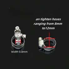 Set de 50 abrazaderas de manguera de acero inoxidable, de 1/4" a 1-1/2", con tornillo sinfín, banda de metal duradera, apropiado para combustible, plomería, automoción, maquinaria, tuberías, enfriadores - Plateado - Ver 10