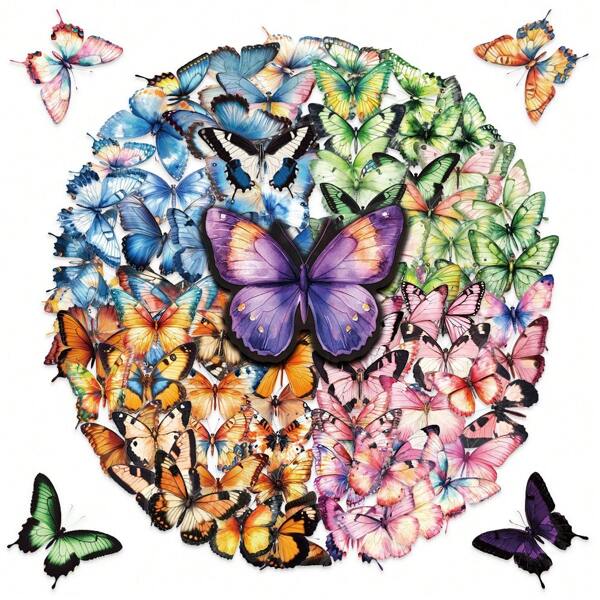 50-250pcs Orange, Blue, Pink, Green And Purple Butterfly Stickers For DlY Mobile Phone Case Diary Laptop Case Storage Box,Waterproof Creative Gifts