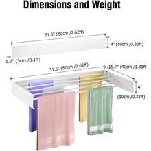 Wall-Mounted Clothes Dryer Indoor, Retractable Towel Drying Rack, Space-Saving, Invisible Clothes Rack, Foldable For Hanging Clothes 80cm - 80CM - Xem 2