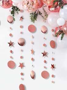 4pcs Circle Garland Party Decoration Hanging Dots Streamer Banner Backdrop Birthday/Wedding/Anniversary/Bachelorette/Sweet 16/Graduation/Boho Hanging Polka Dot Streamer For Bridal Shower Birthday Wedding Engagement Party Supplies