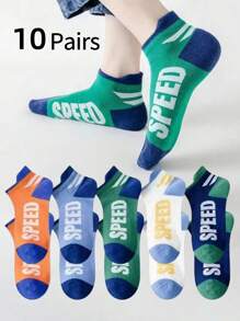 10 pares/5 pares de calcetines de malla transpirables y livianos con estampado de letras para niños, calcetines de tobillo suaves adecuados para verano/primavera/otoño, calcetines de estilo para niñas/niños, un gran regalo para mamá/papá, ropa para niños