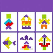 Wooden Blocks Puzzle Brain Teasers Toy Tangram Jigsaw Intelligence Colorful 3D Russian Blocks Montessori Educational