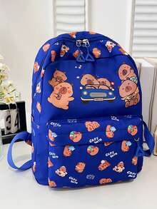 1pc Nylon Zipper Closure Fashionable And Cute Capybara Backpack, Niche Design Adjustable Shoulder Straps, Comfortable And Versatile, Suitable For Daily Travel Backpacks, Bags, Suitable For Outdoor, Daily Use, A Perfect Gift For Teenagers - Capibara Backpack - View 13