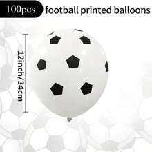 About 100pcs White Soccer Ball Latex Balloons, 12-Inch, Helium-Ready, Ideal For Youth Birthday & Sports Events, Durable Party Decorations