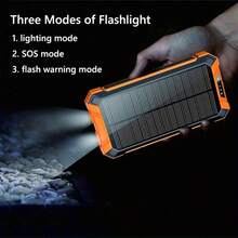 40000mAh 太阳能移动电源无线充电器内置 4 条电缆 六个输出三个输入 15W 快速充电移动电源适用于所有带有双手电筒的移动设备太阳能便携式充电器适合夏季假期户外旅行/露营和应急备用移动电源太阳能移动电源 - 橘色 - 查看 3